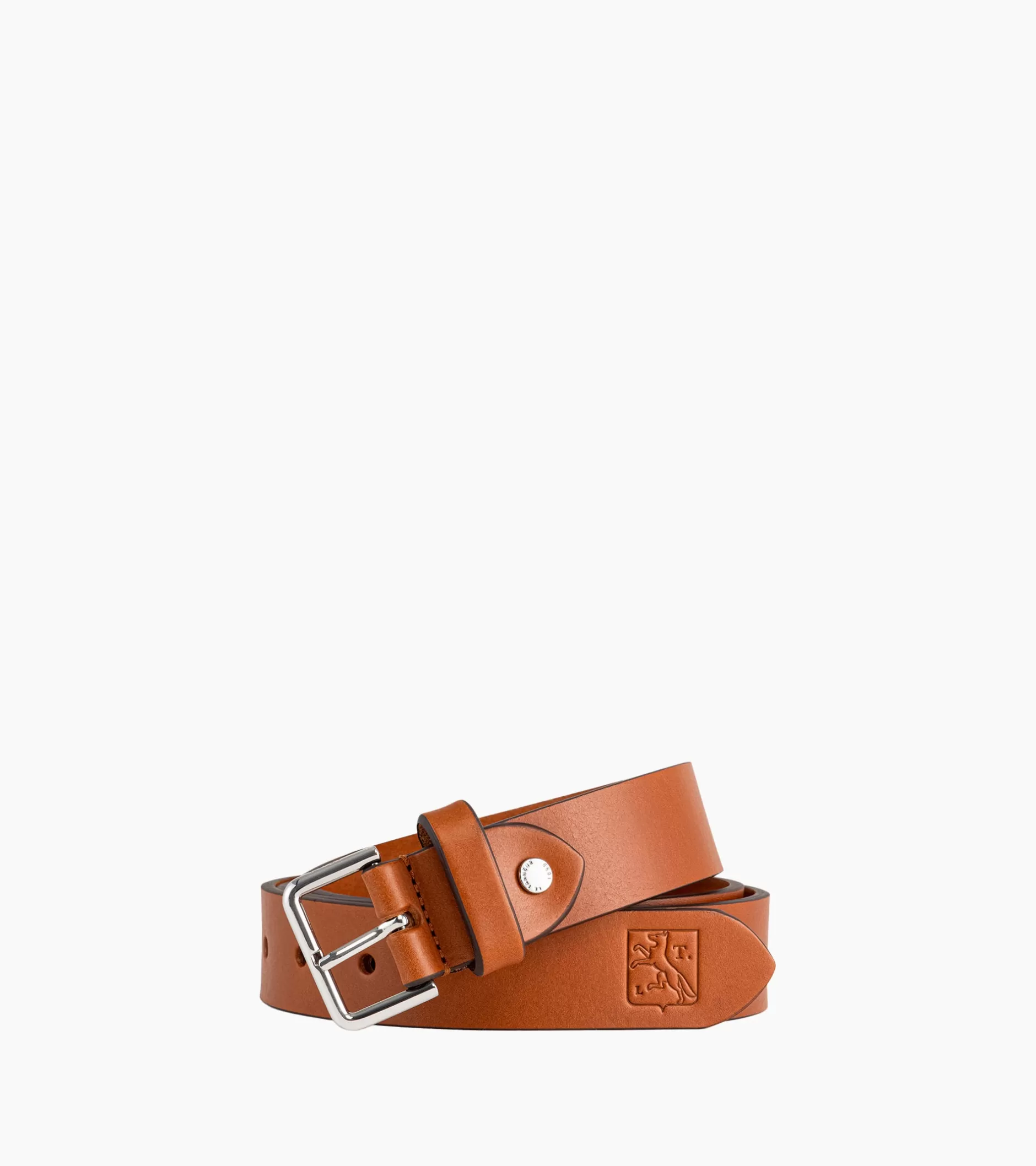 Homme Le Tanneur Ceinture homme avec boucle carrée en cuir lisse - Brown Tan