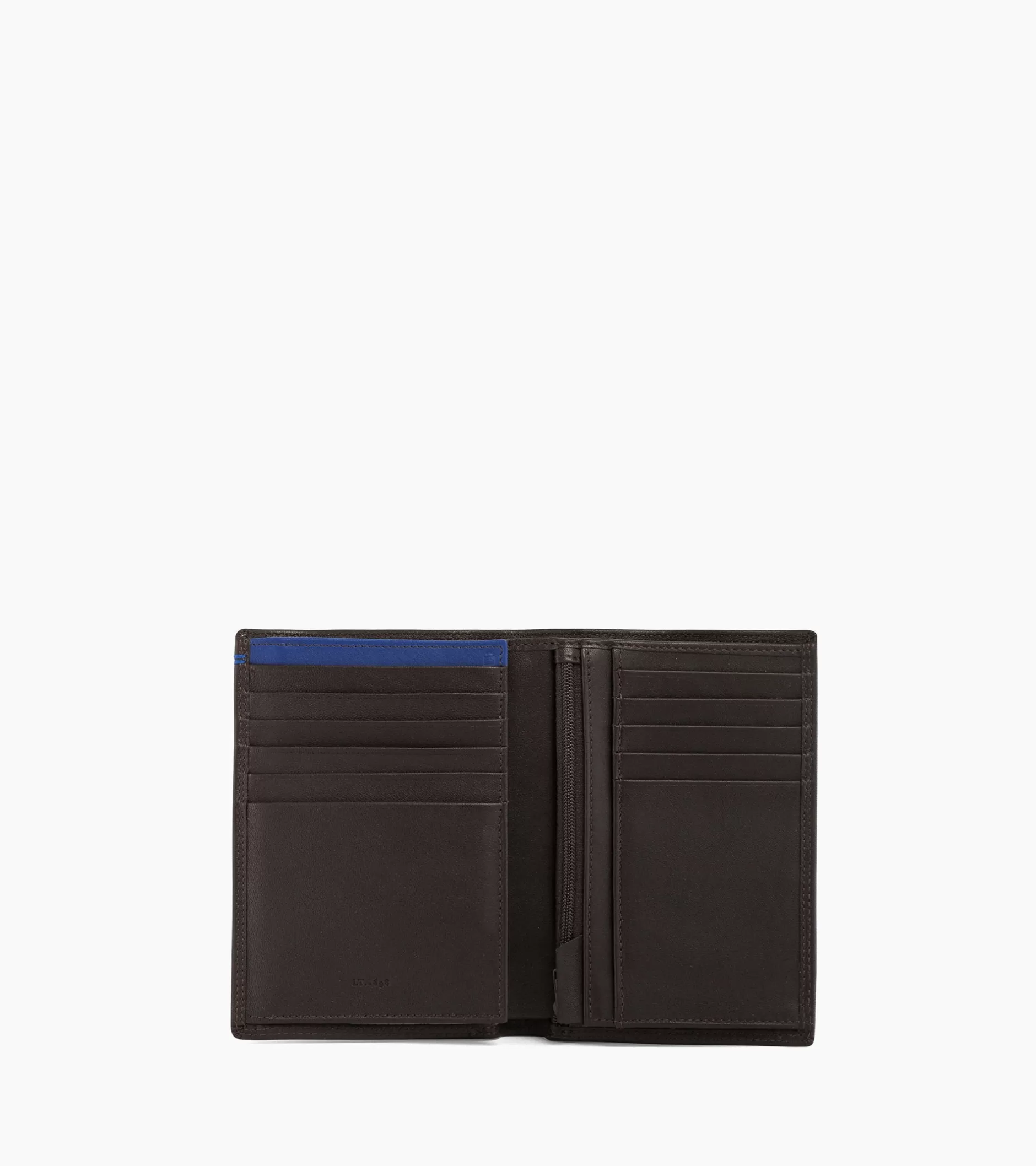 Homme Le Tanneur Grand portefeuille vertical zippé 2 volets Martin en cuir lisse - Coffee Brown