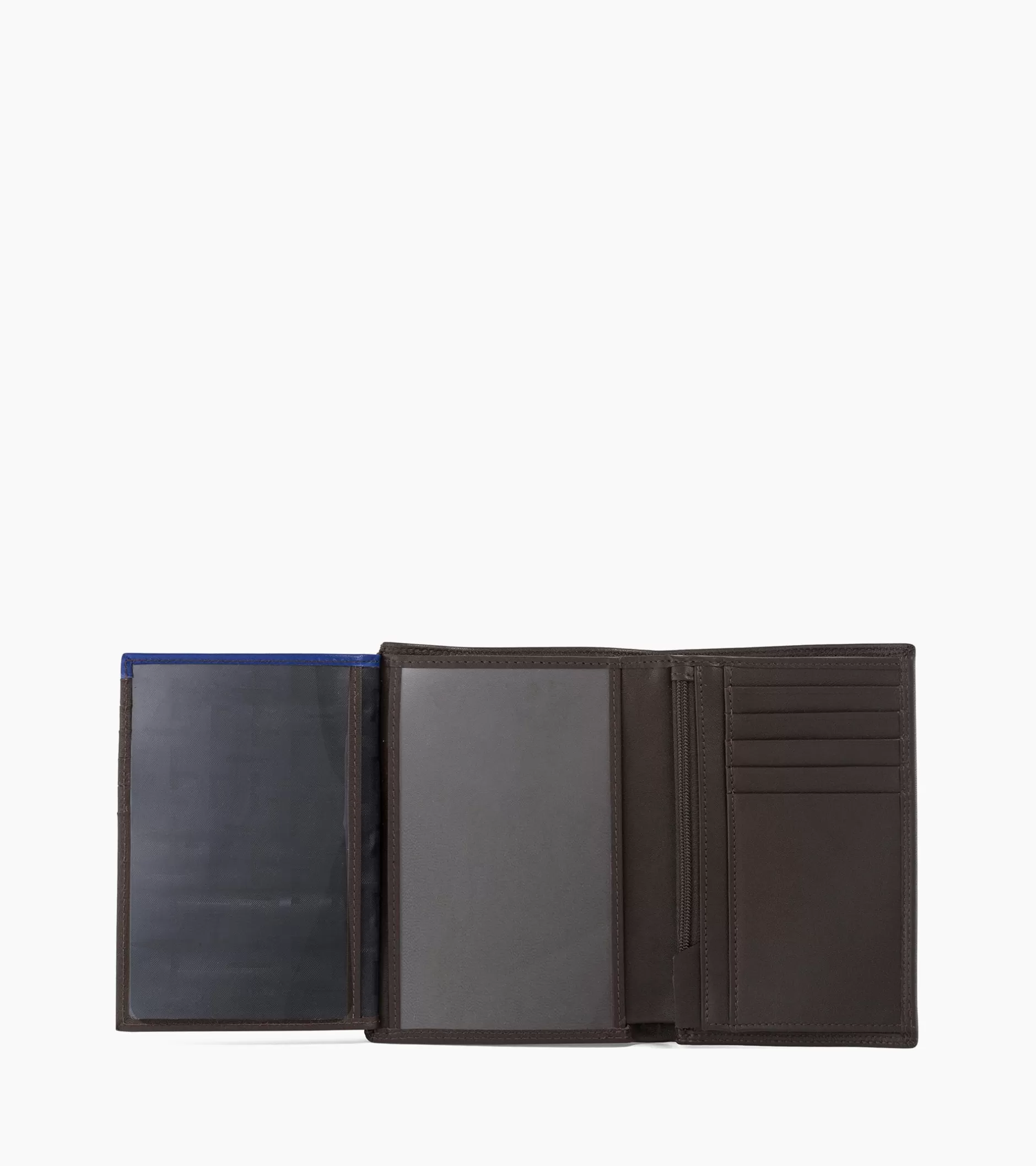 Homme Le Tanneur Grand portefeuille vertical zippé 2 volets Martin en cuir lisse - Coffee Brown