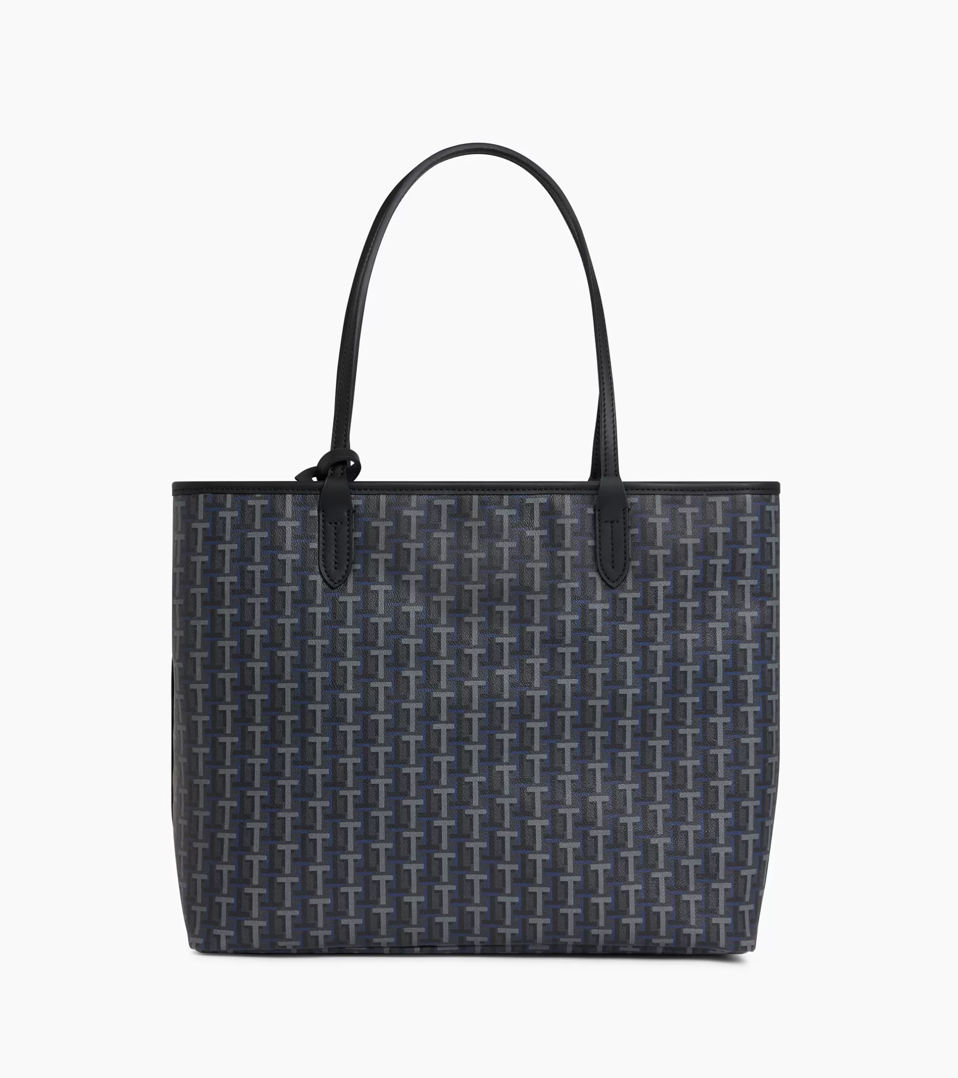 Femme Le Tanneur Grand sac cabas horizontal Camille en toile enduite - SIGNATURE LT NOIR-NOIR