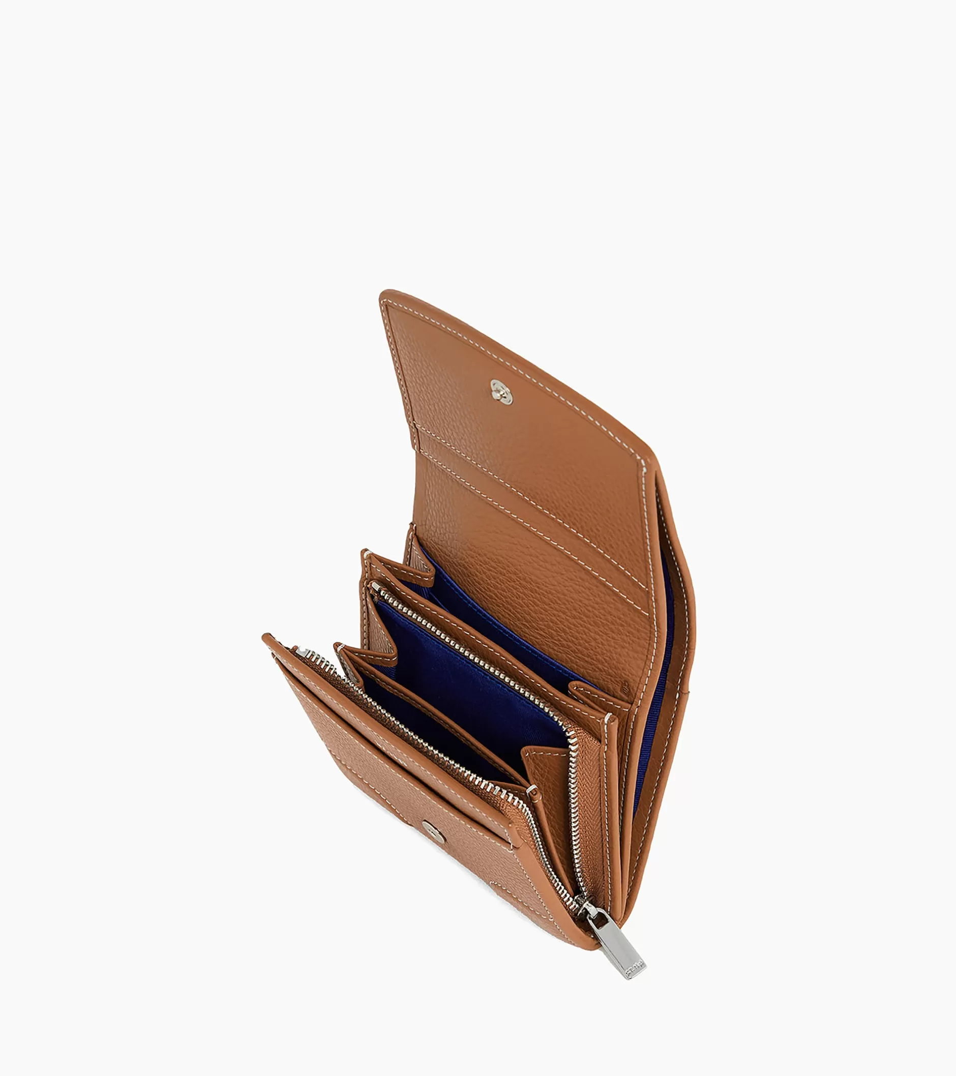 Femme Le Tanneur Petit portefeuille zippé Romy en cuir grainé - Brown Tan
