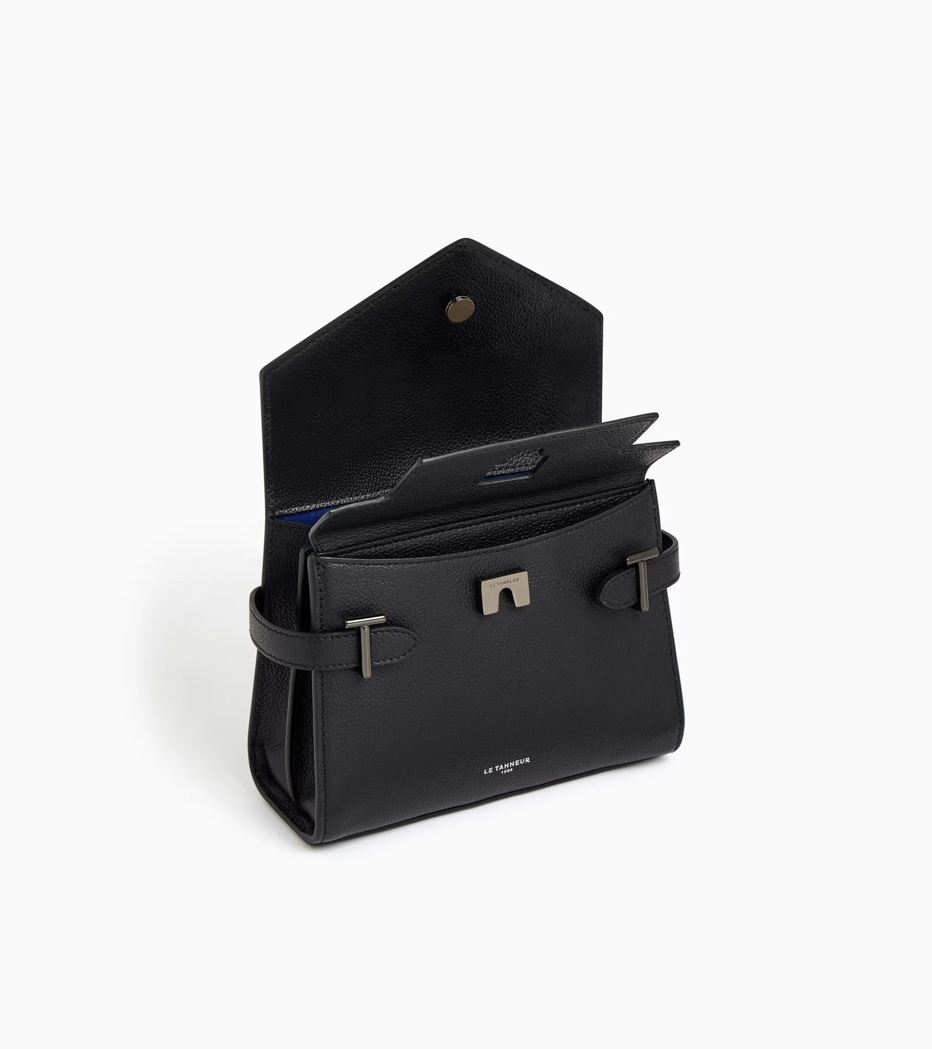Femme Le Tanneur Petit sac à main double rabat Emilie en cuir grainé - Black