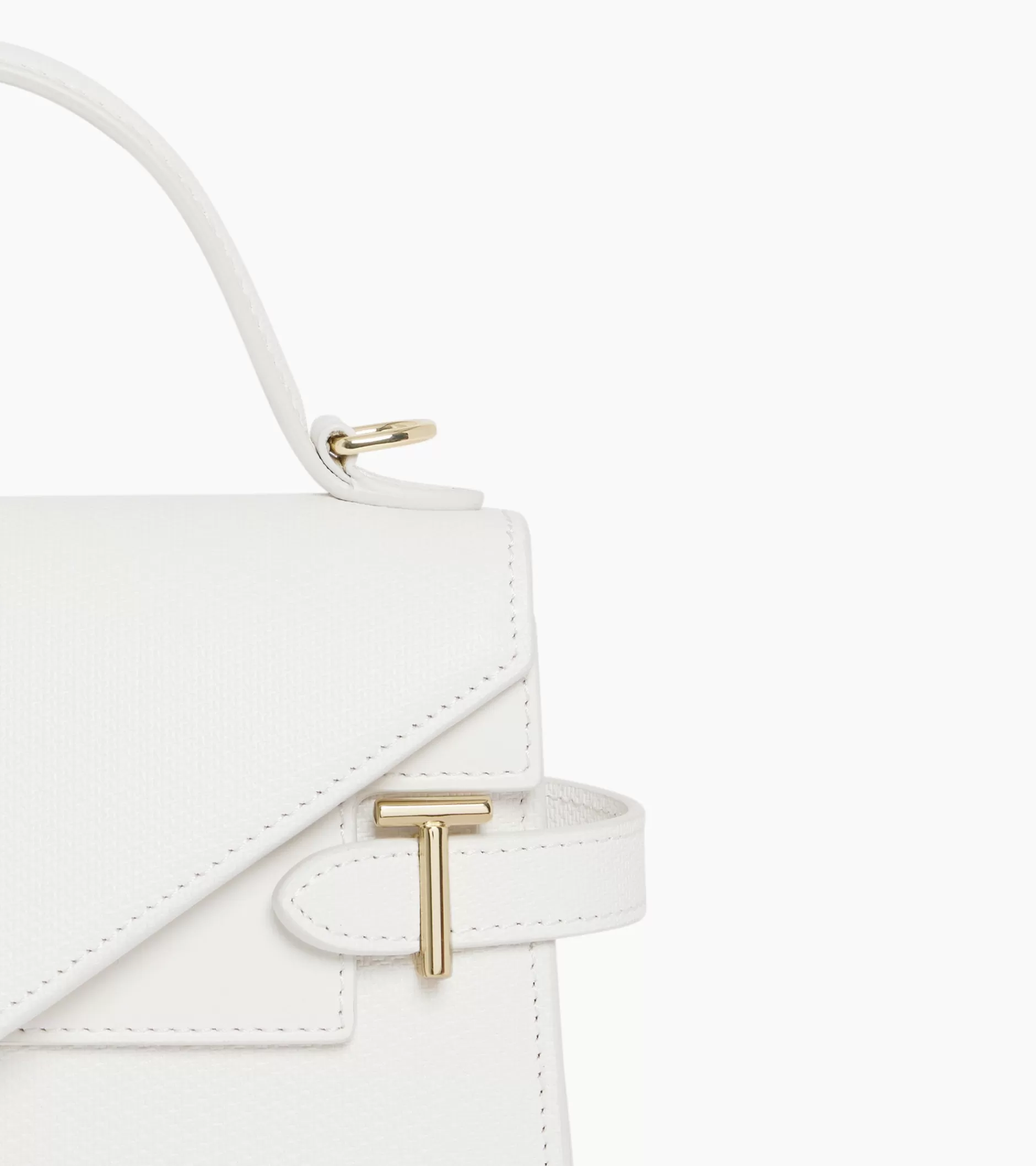 Femme Le Tanneur Petit sac à main double rabat Emilie en cuir signature T - Chalk White