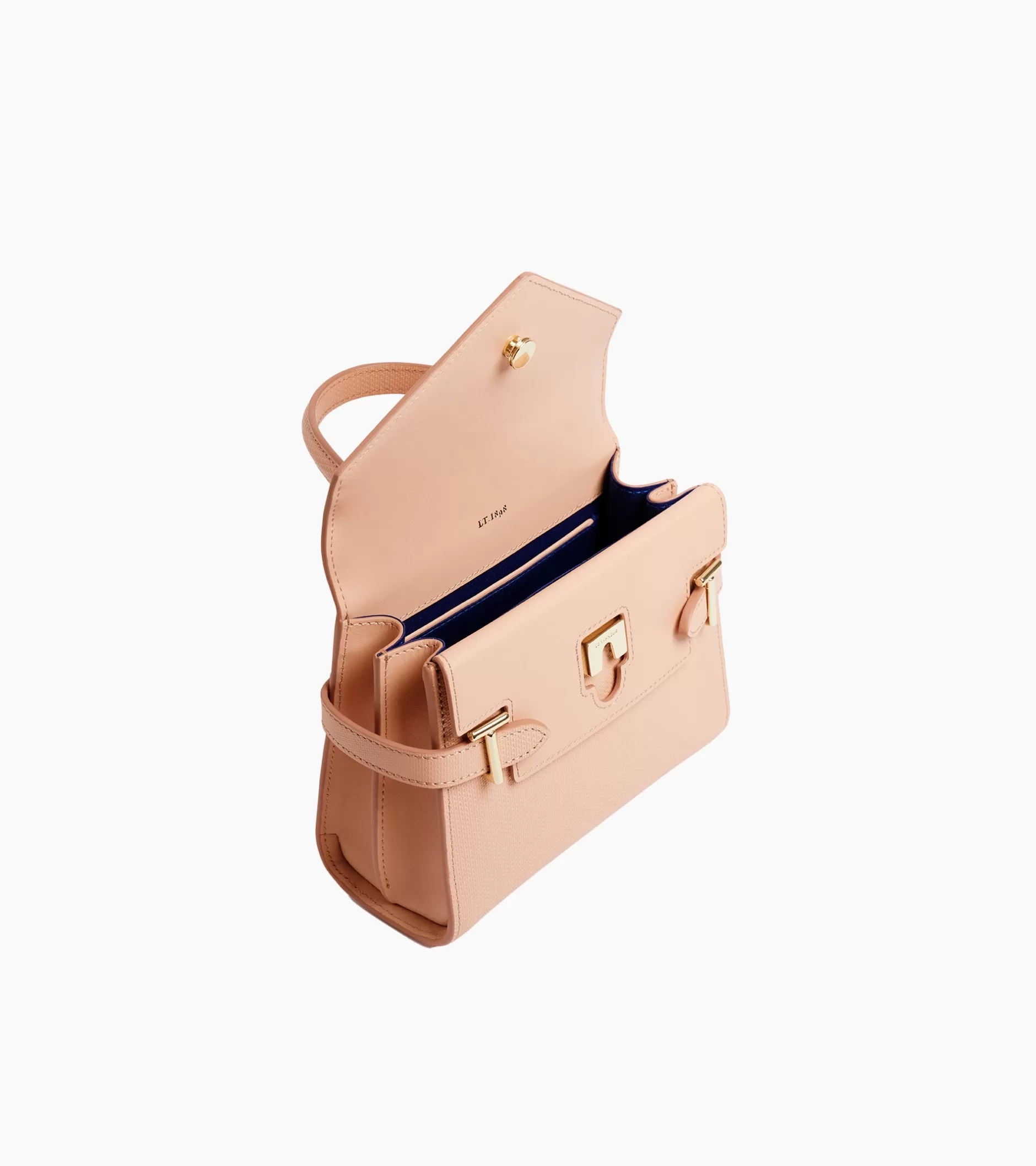 Femme Le Tanneur Petit sac à main double rabat Emilie en cuir signature T - ROSE POUDRE