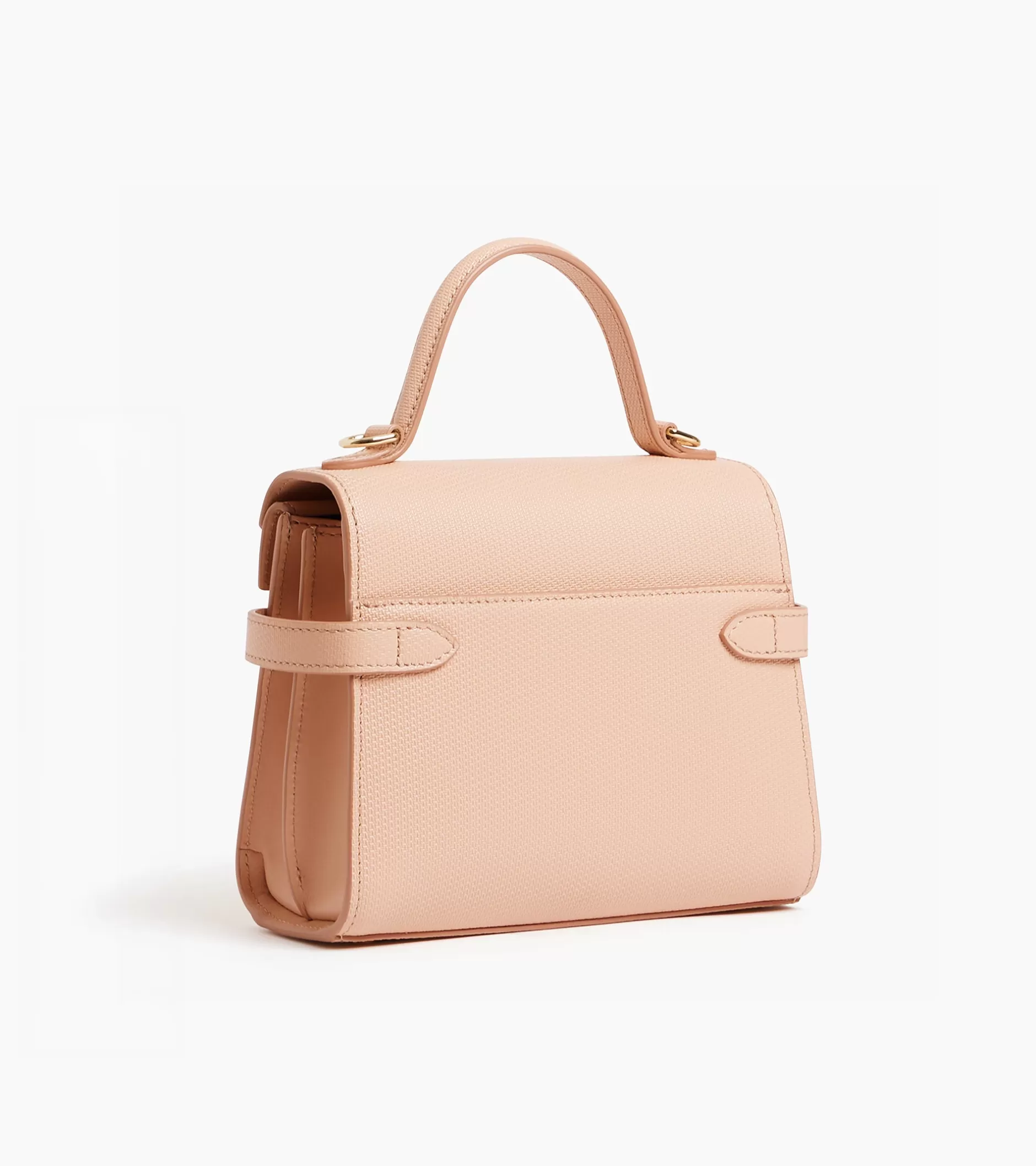 Femme Le Tanneur Petit sac à main double rabat Emilie en cuir signature T - ROSE POUDRE