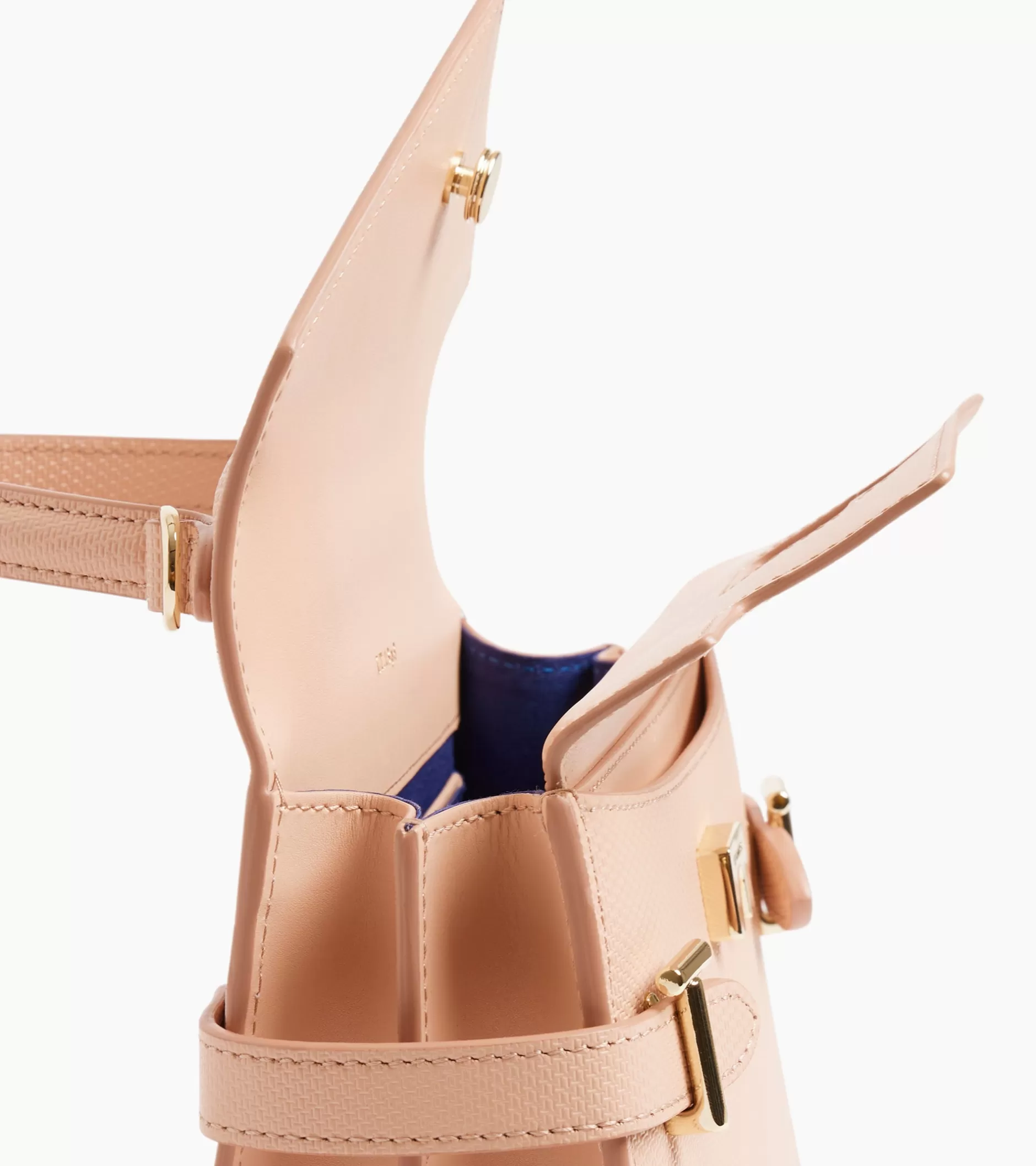 Femme Le Tanneur Petit sac à main double rabat Emilie en cuir signature T - ROSE POUDRE