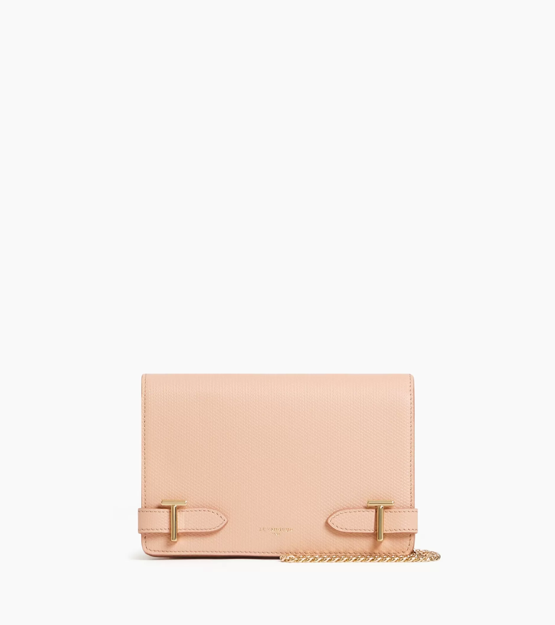 Femme Le Tanneur Petit sac bandoulière Emilie en cuir signature T - ROSE POUDRE