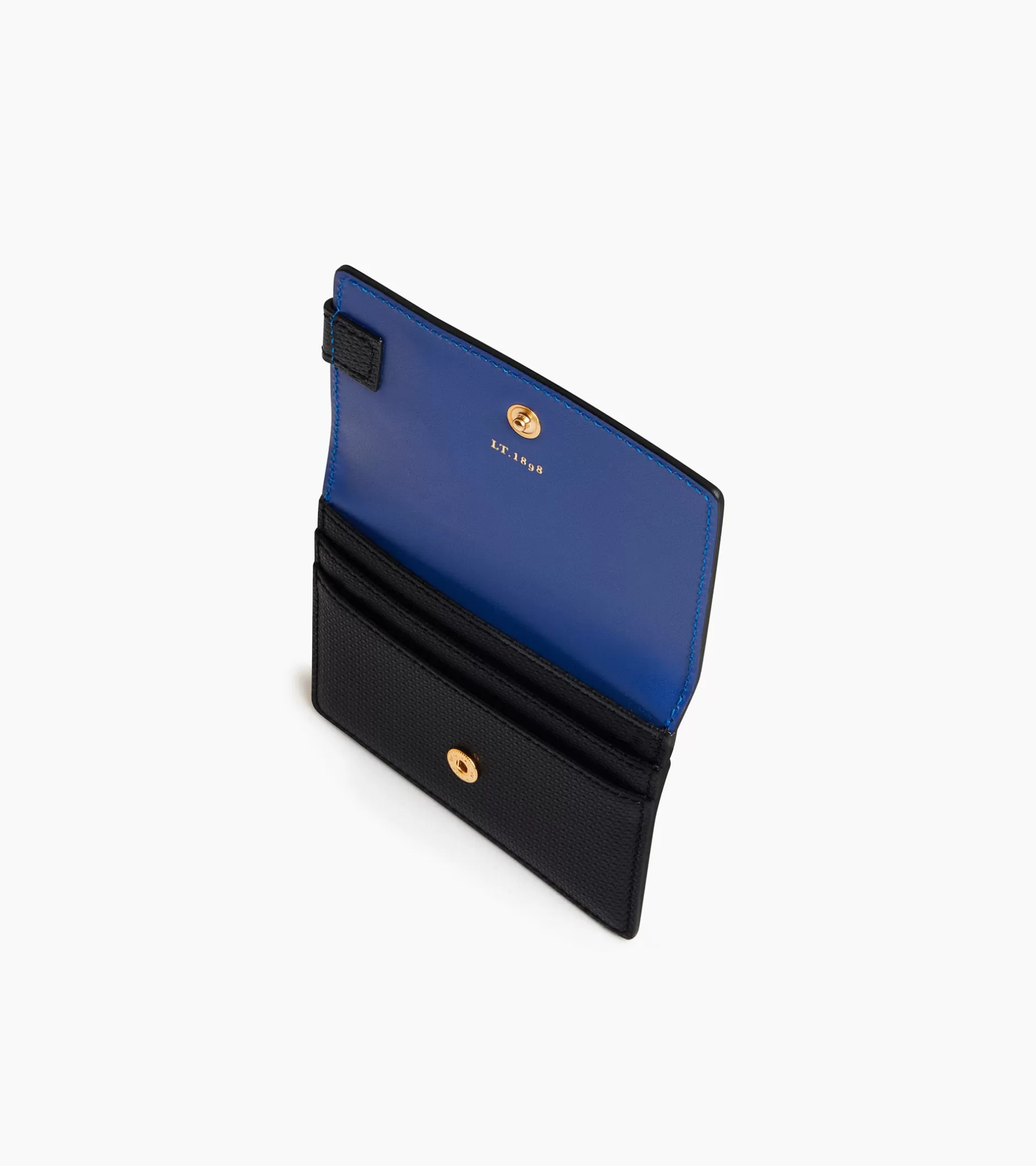 Femme Le Tanneur Porte cartes à rabat Emilie en cuir signature T - Black Le Bleu