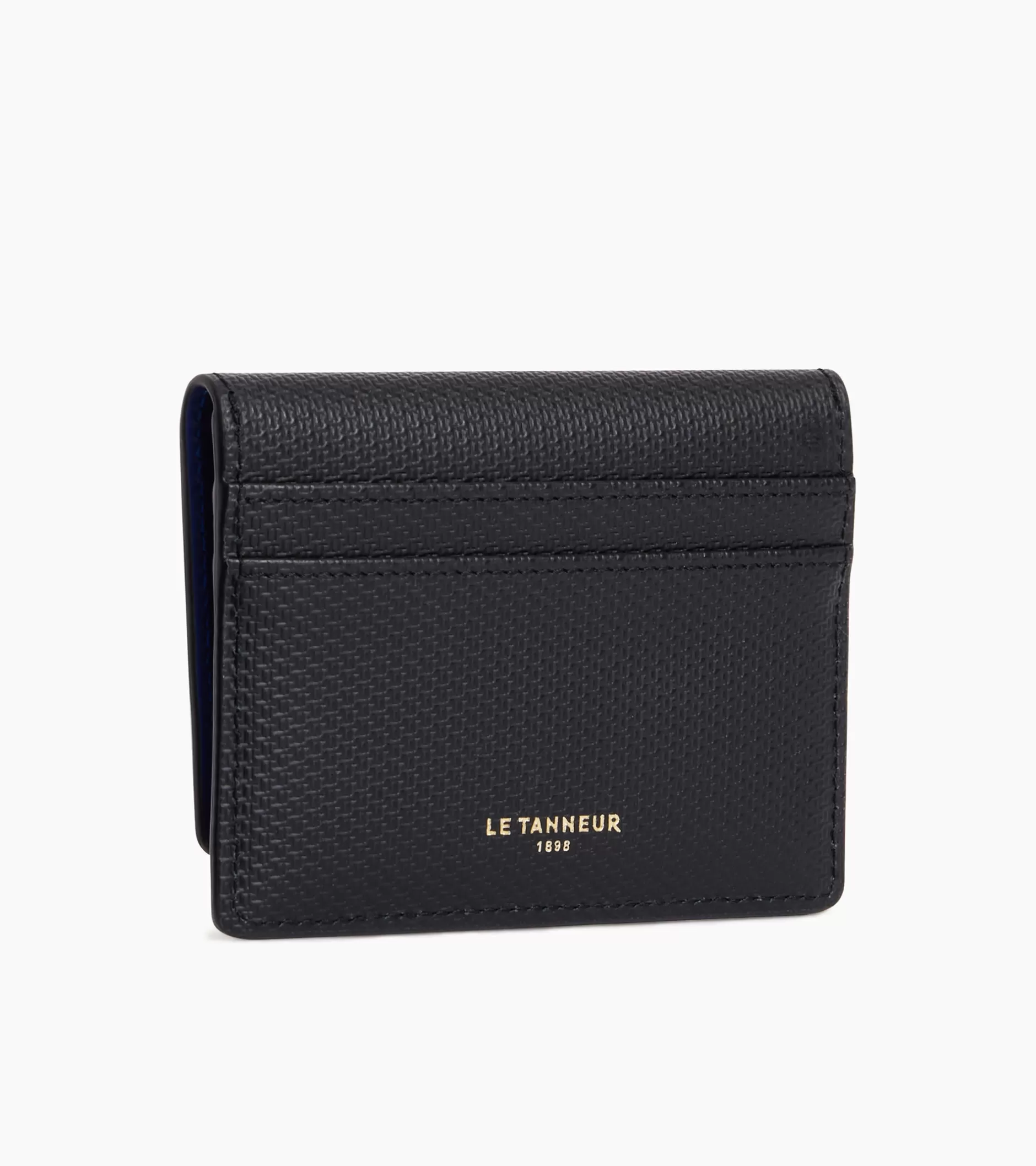 Femme Le Tanneur Porte cartes à rabat Emilie en cuir signature T - Black Le Bleu