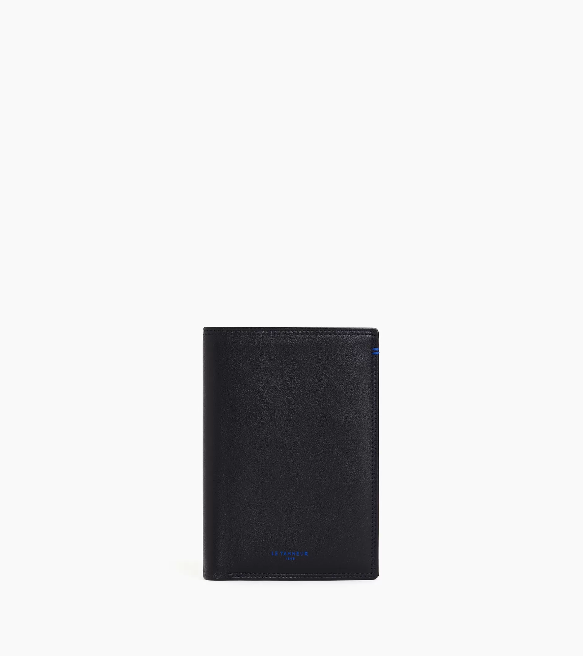 Homme Le Tanneur Porte cartes vertical 2 volets avec poche billets Martin en cuir lisse - Black