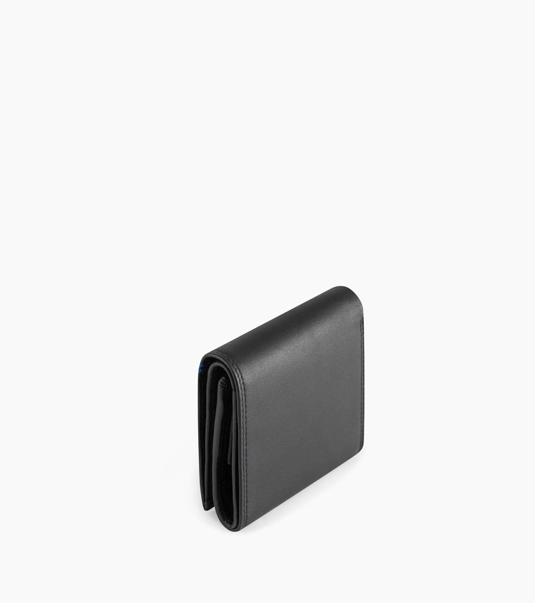 Homme Le Tanneur Porte monnaie boite avec poche billets Martin en cuir lisse - Black