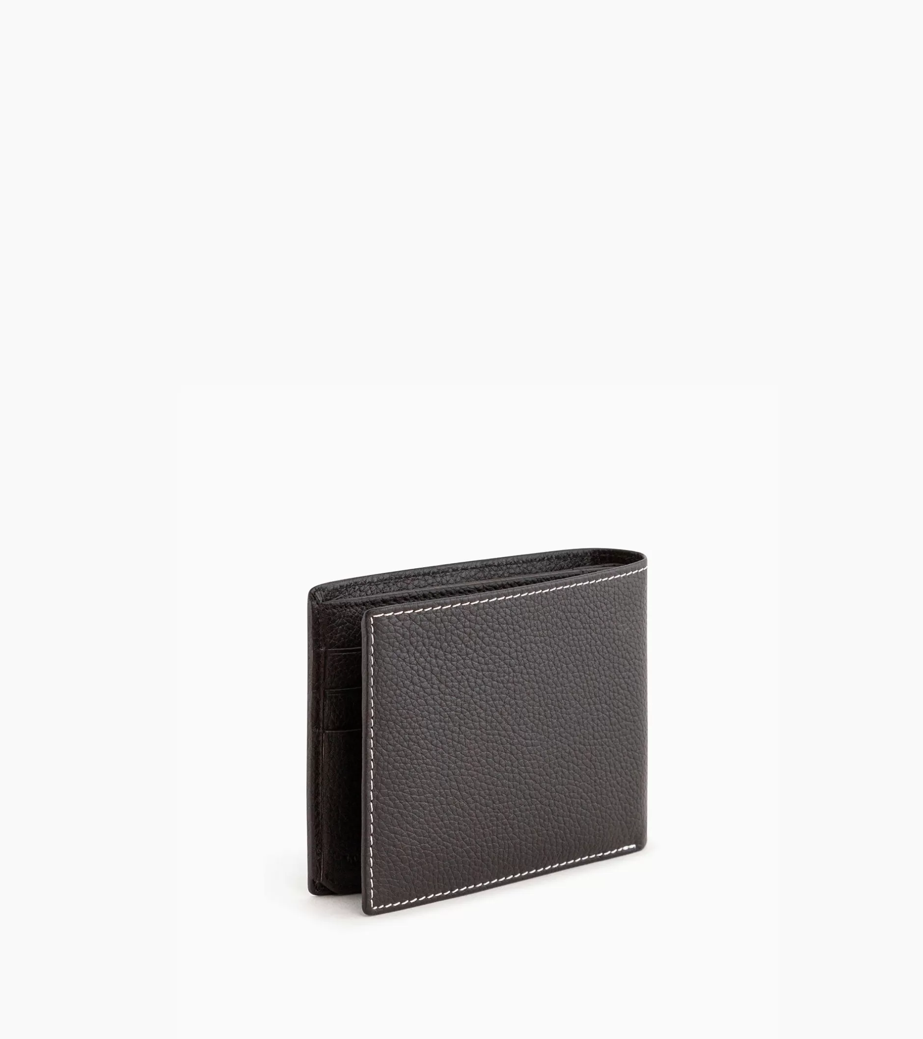 Homme Le Tanneur Portefeuille horizontal zippé 2 volets Charles en cuir grainé - Brown Coffee Chalk White