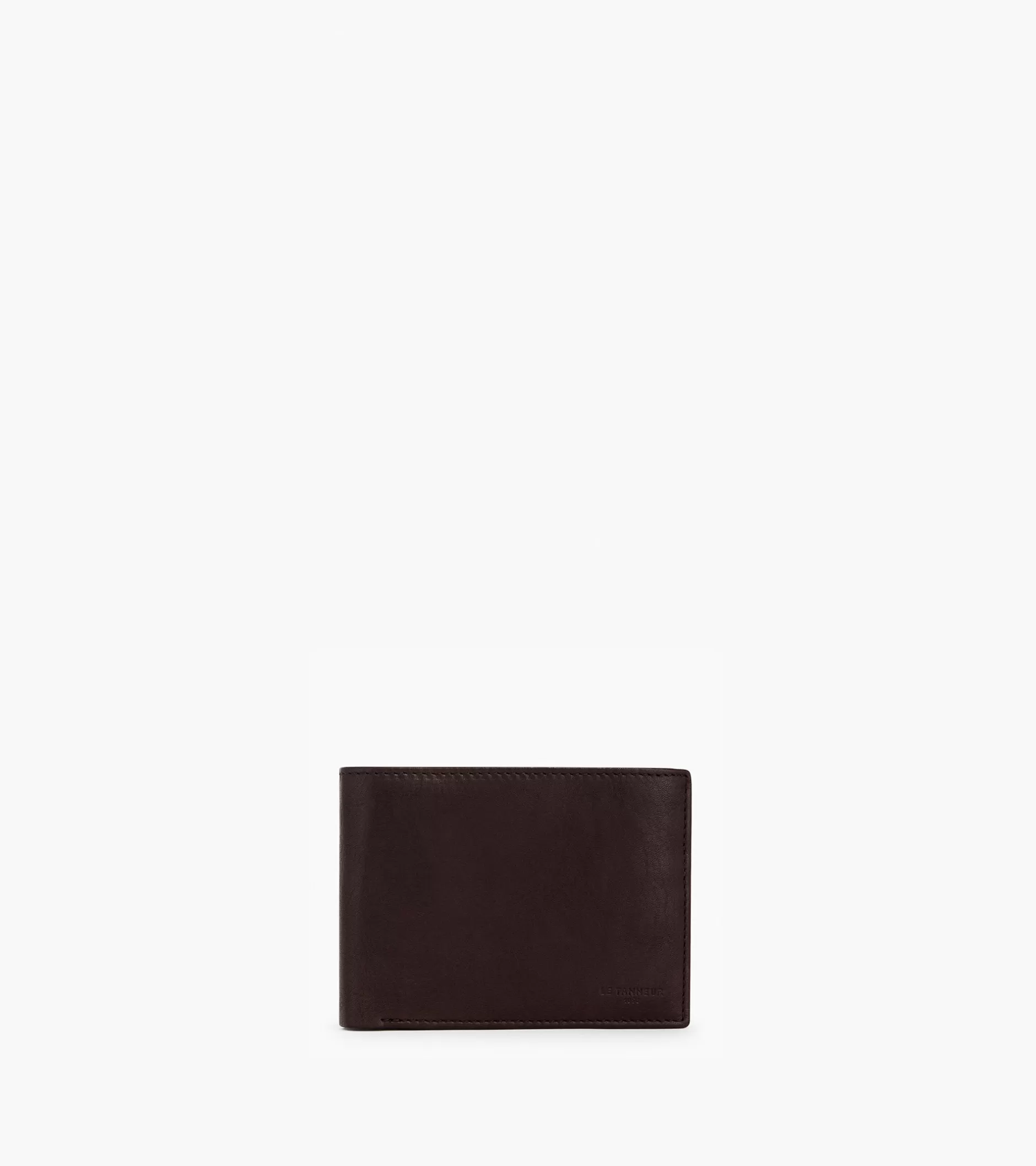 Homme Le Tanneur Portefeuille horizontal zippé 2 volets en cuir huilé - Brown