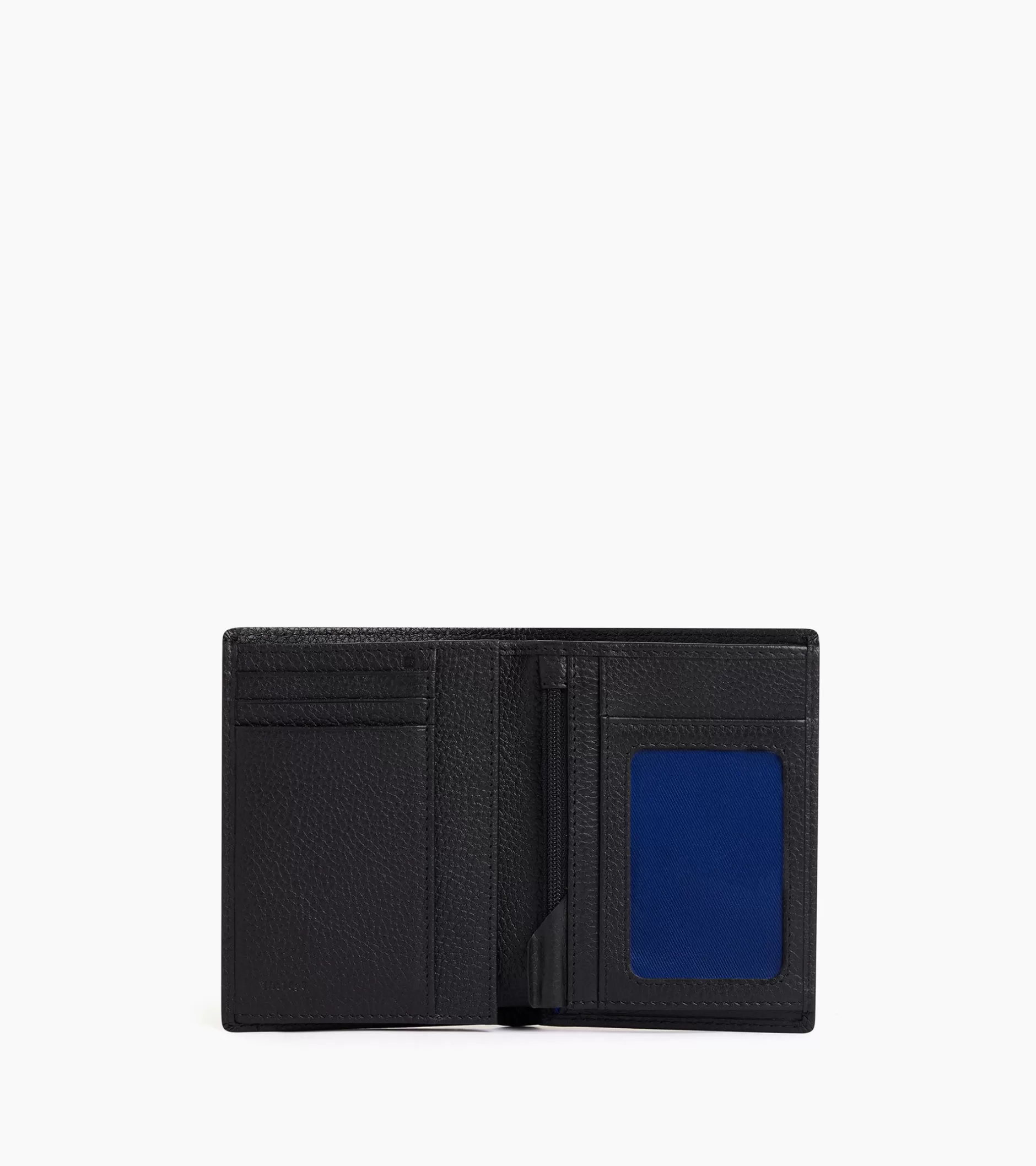Homme Le Tanneur Portefeuille moyen modèle vertical zippé 2 volets Charles en cuir grainé - Black Le Bleu