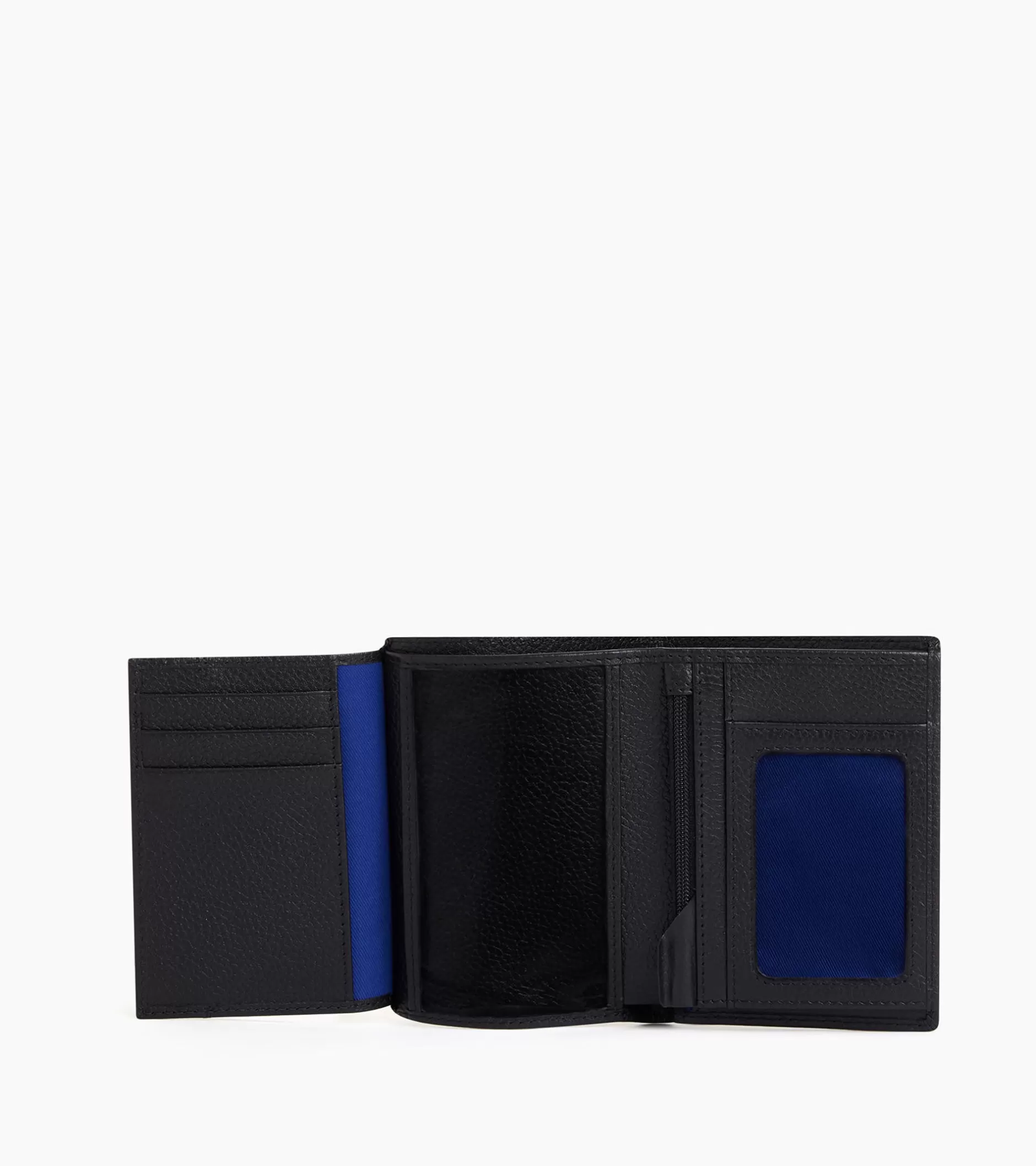 Homme Le Tanneur Portefeuille moyen modèle vertical zippé 2 volets Charles en cuir grainé - Black Le Bleu