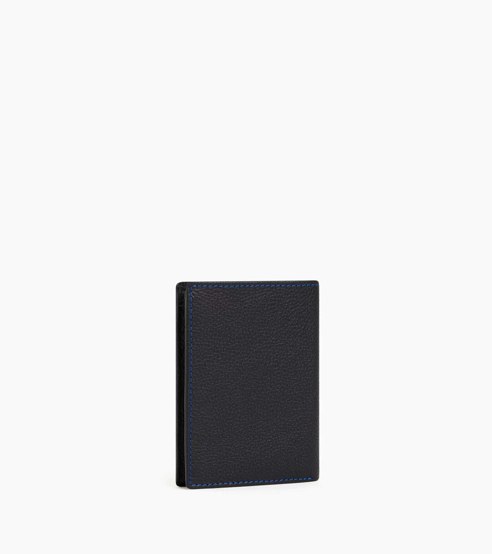 Homme Le Tanneur Portefeuille moyen modèle vertical zippé 2 volets Charles en cuir grainé - Black Le Bleu