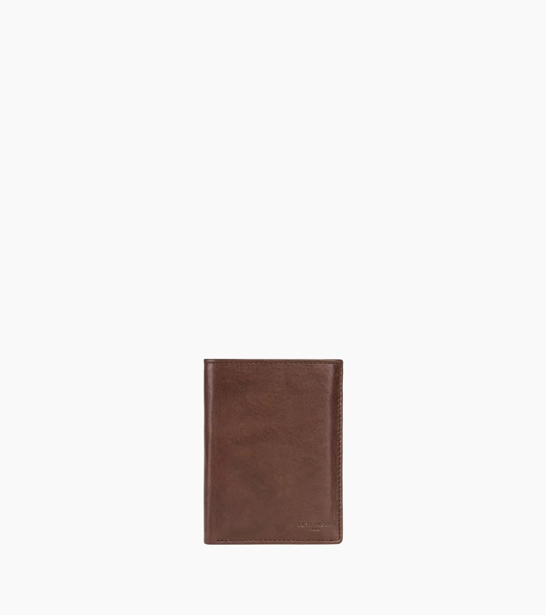 Homme Le Tanneur Portefeuille vertical moyen modèle zippé 3 volets en cuir huilé - Brown
