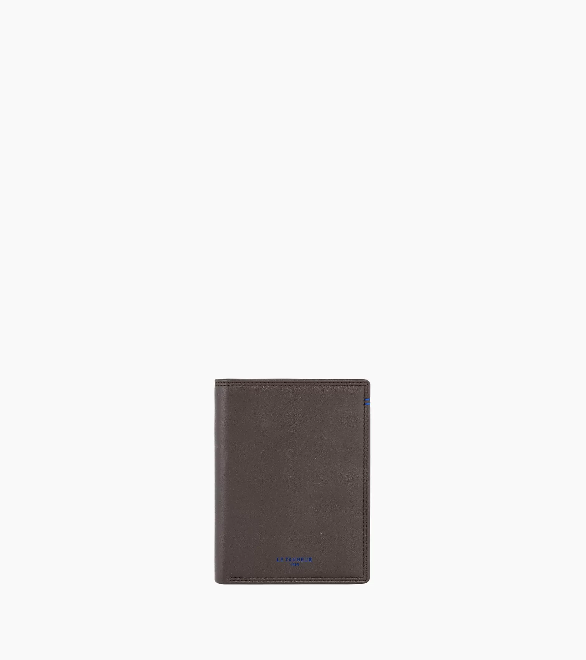 Homme Le Tanneur Portefeuille vertical moyen modèle zippé 2 volets Martin en cuir lisse - Coffee Brown