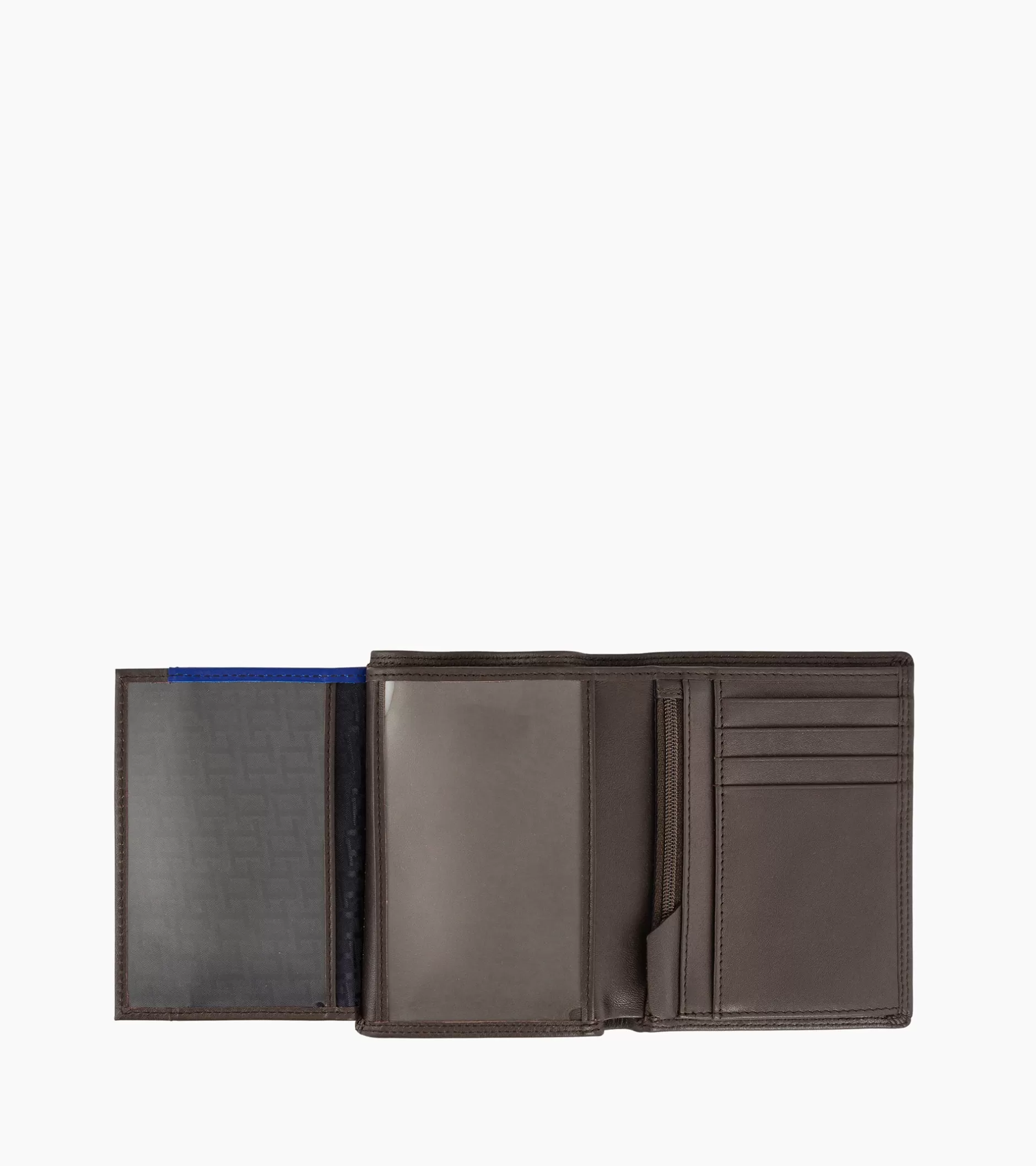Homme Le Tanneur Portefeuille vertical moyen modèle zippé 2 volets Martin en cuir lisse - Coffee Brown