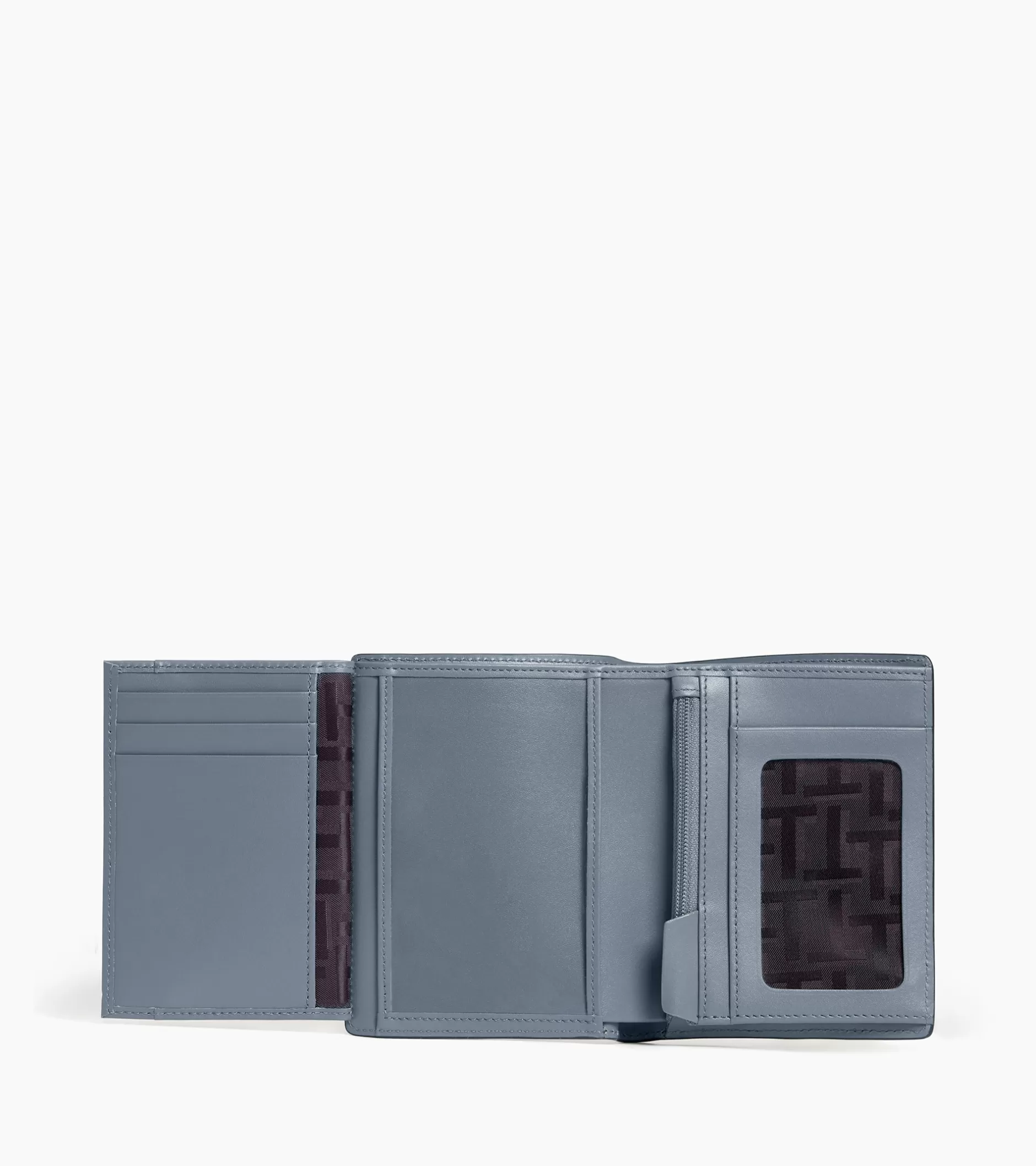 Homme Le Tanneur Portefeuille vertical zippé 2 volets Emile en cuir signature T - BLEU ARGILE