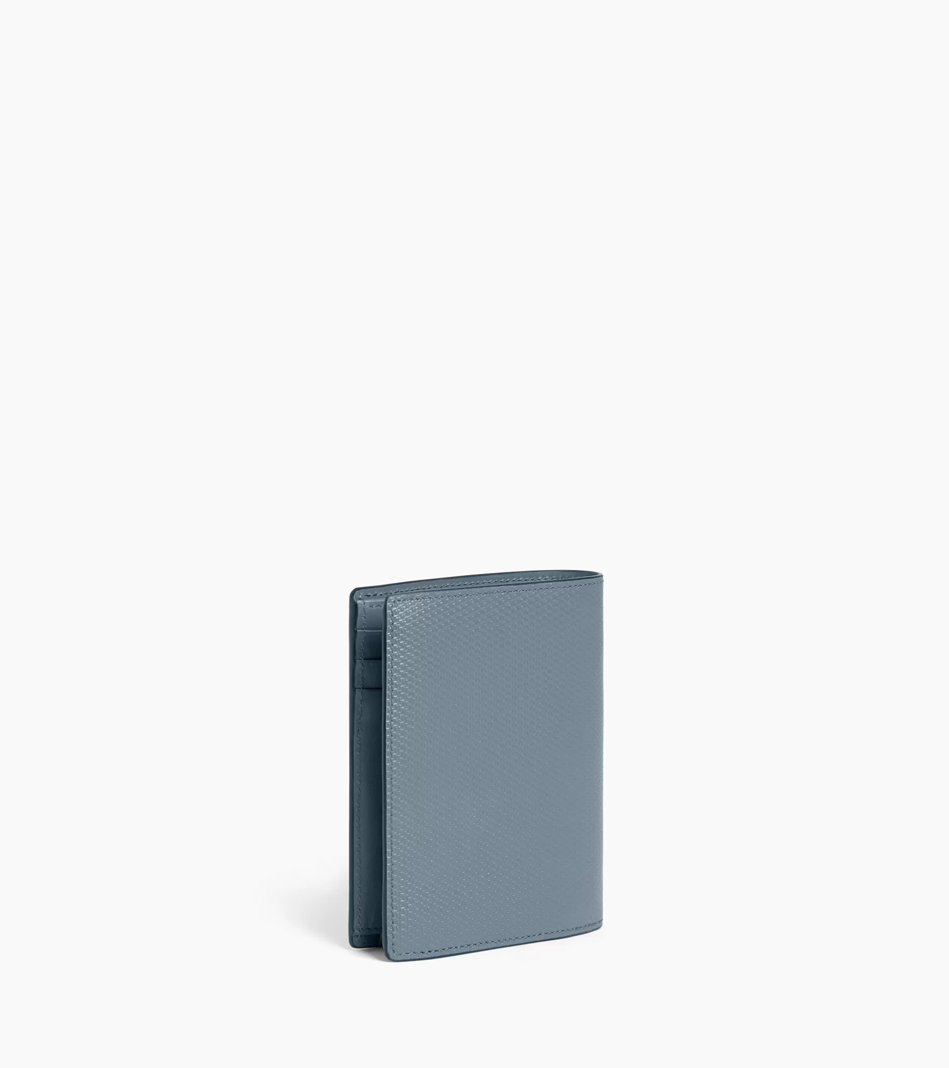 Homme Le Tanneur Portefeuille vertical zippé 2 volets Emile en cuir signature T - BLEU ARGILE