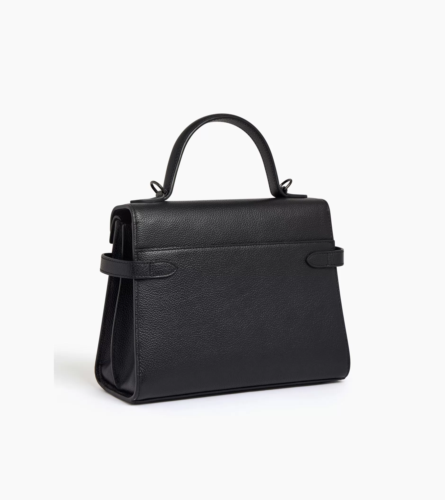 Femme Le Tanneur Sac à main double rabat moyen modèle Emilie en cuir grainé - Black