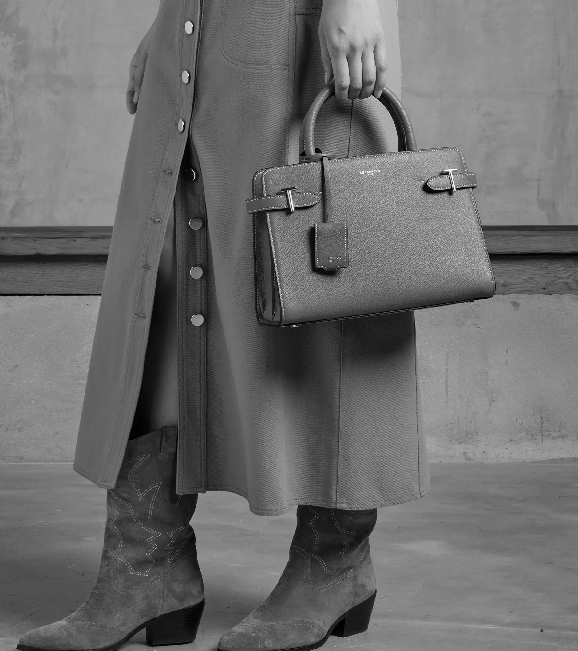 Femme Le Tanneur Sac à main moyen modèle Emilie en cuir grainé - AURORE