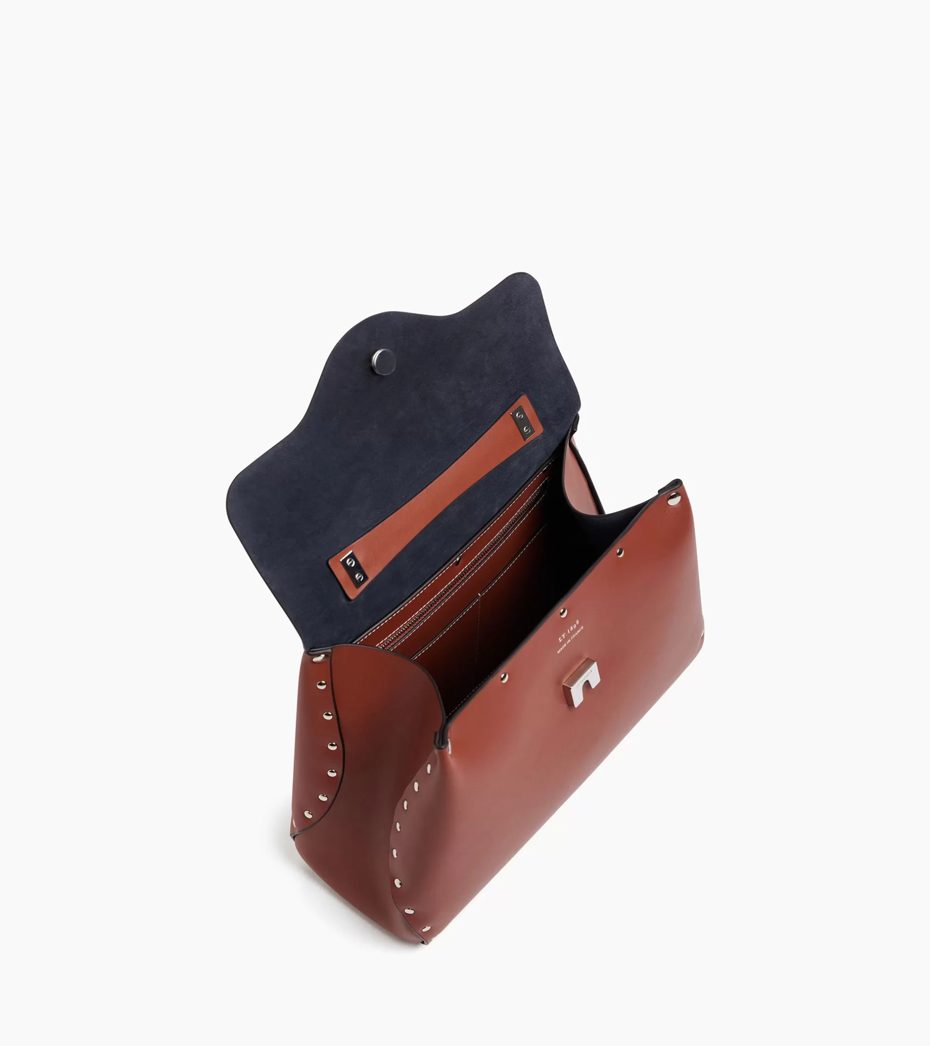 Femme Le Tanneur Sac à main moyen modèle Sans Couture en cuir lisse - Mahogany Brown