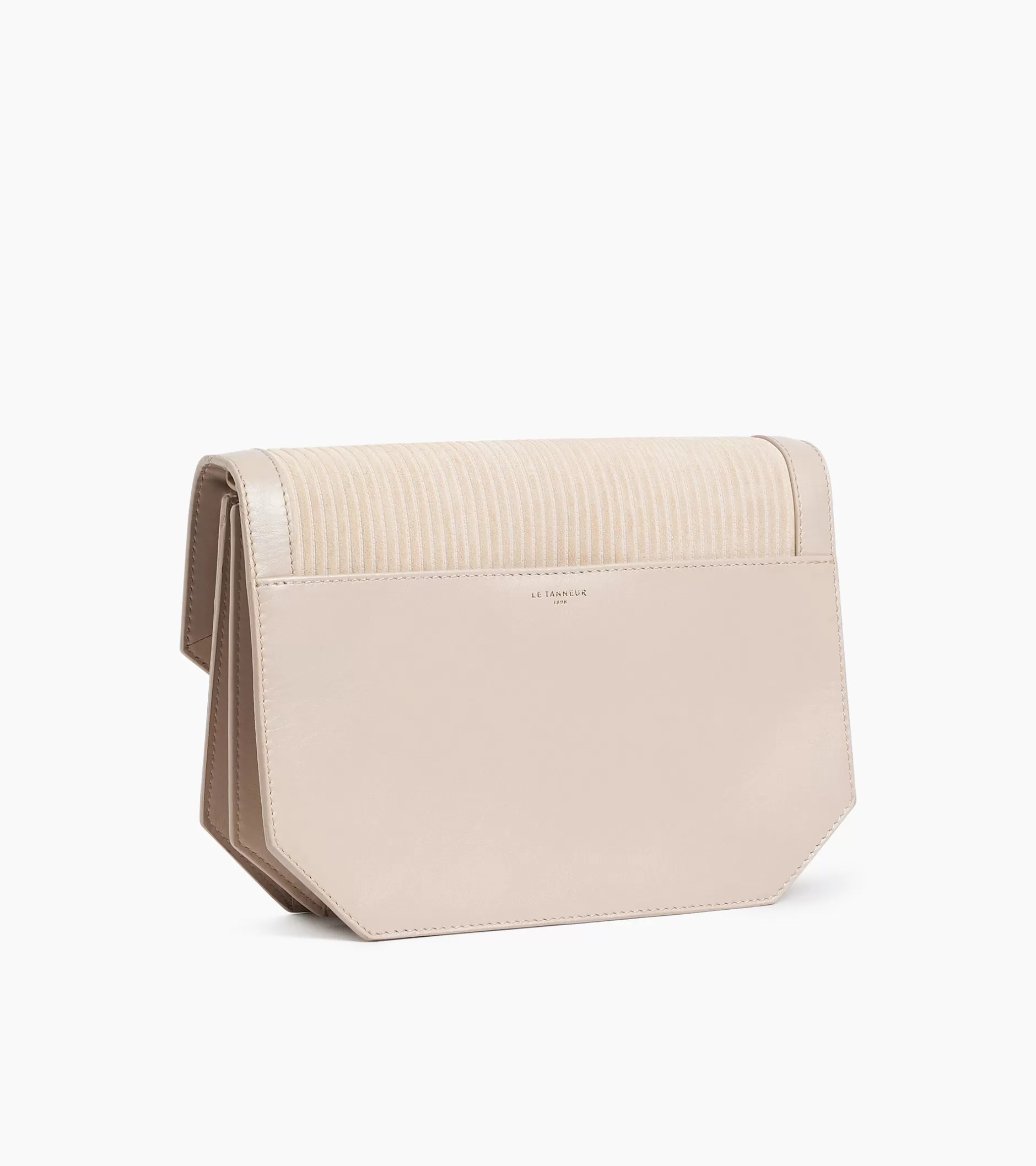 Femme Le Tanneur Sac bandoulière moyen modèle Rose en cuir côtelé et cuir lisse - GREGE 1