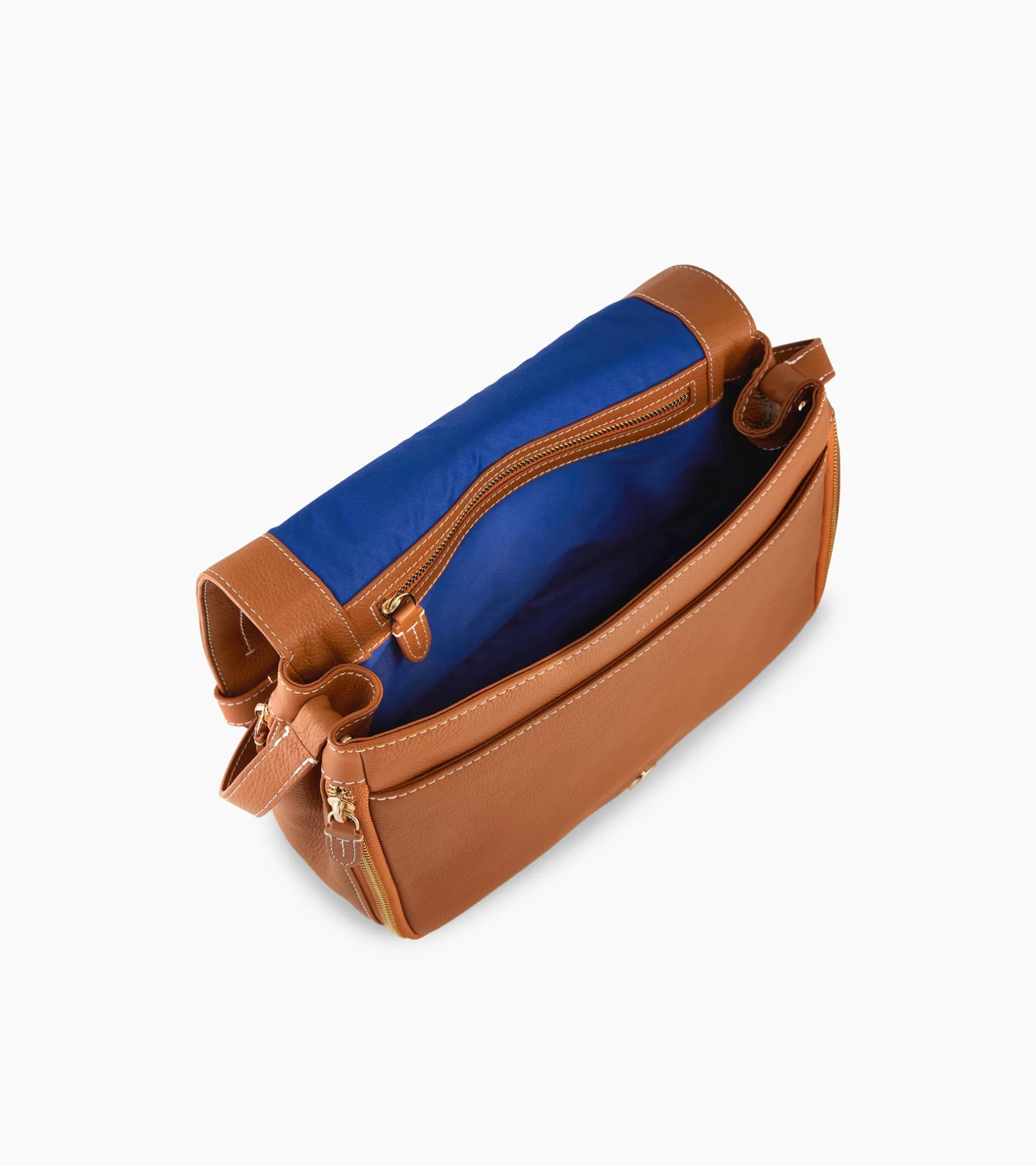 Femme Le Tanneur Sac bandoulière moyen modèle Simone en cuir grainé - Brown Tan