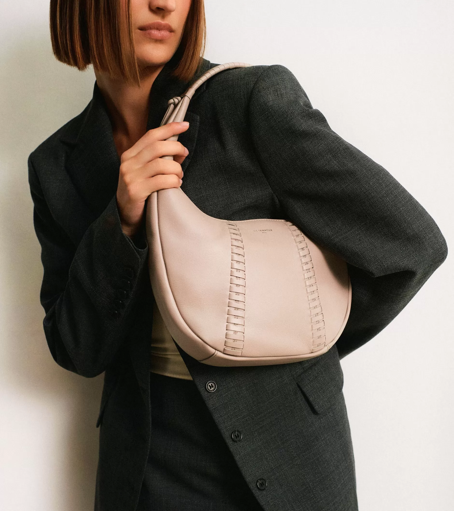 Femme Le Tanneur Sac hobo petit modèle Juliette en cuir lisse lacé - GREGE 1